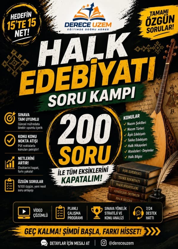 2026  Halk Edebiyatı 200 Soru kampı